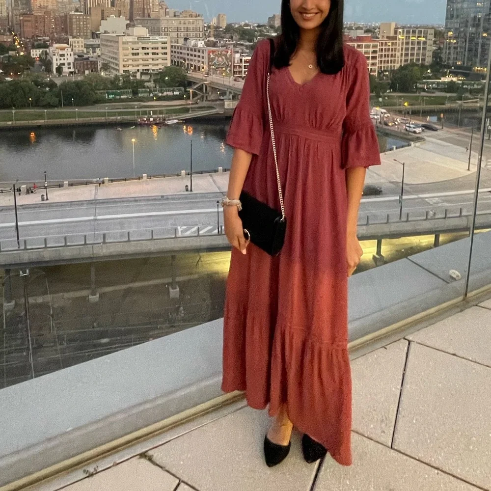 Free People-like Burgundy Maxi Dress - Picture 1 of 6